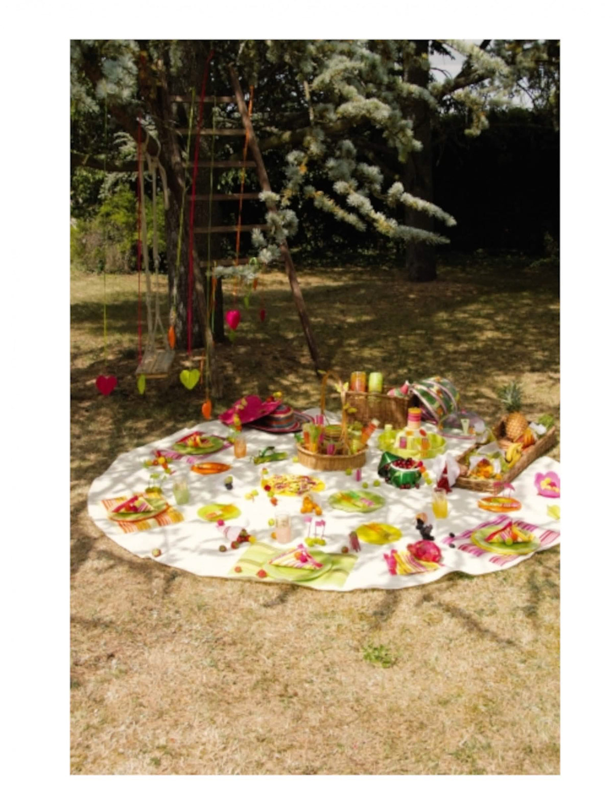 Prikaz uporabe pri pikniku okrogle netkane prti za poroko in krst za praznovanje