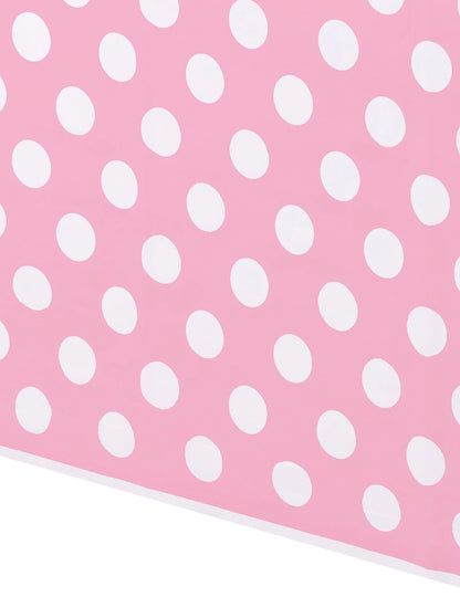 Roza prt z belo plastično polka piko 137 x 274 cm