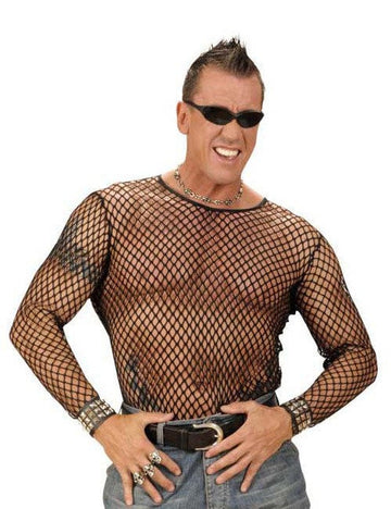 Top filet pour homme noir à manches longues