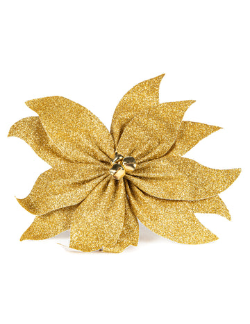 Pentlja iz božične zvezde z zlatimi bleščečimi zvončki 20 cm za mizo