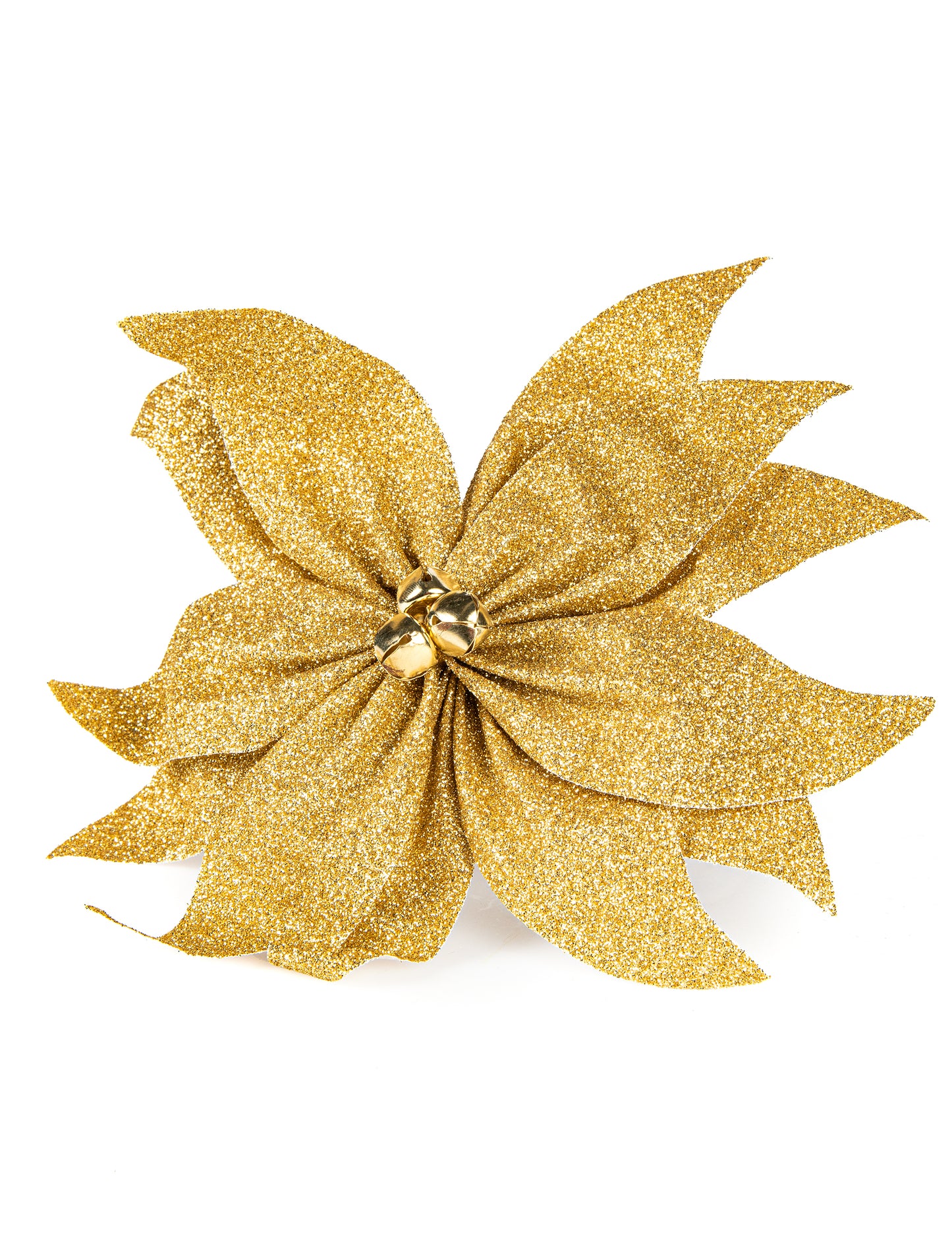 Pentlja iz božične zvezde z zlatimi bleščečimi zvončki 20 cm za mizo