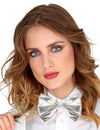 Noeud papillon argenté pour adulte brillant métallisé