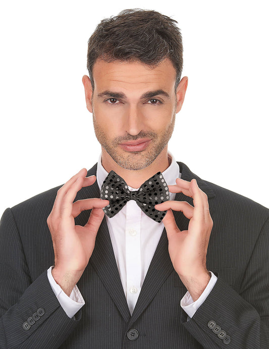 Noeud papillon avec sequins pour adulte noir