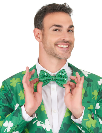 Noeud papillon à sequins pour adulte vert scintillant