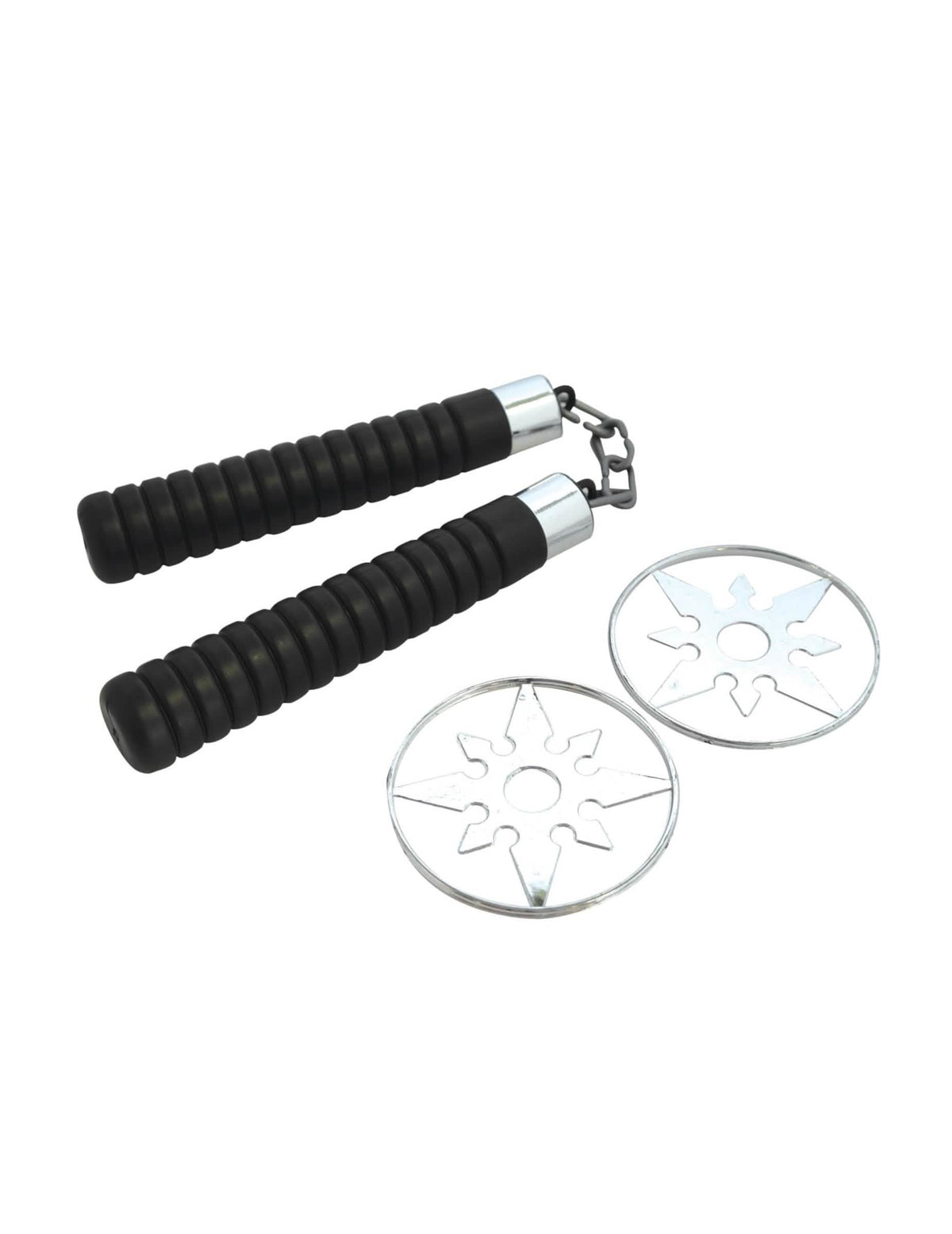 Plastični nunchaku in shuriken za otrok črna in srebrna