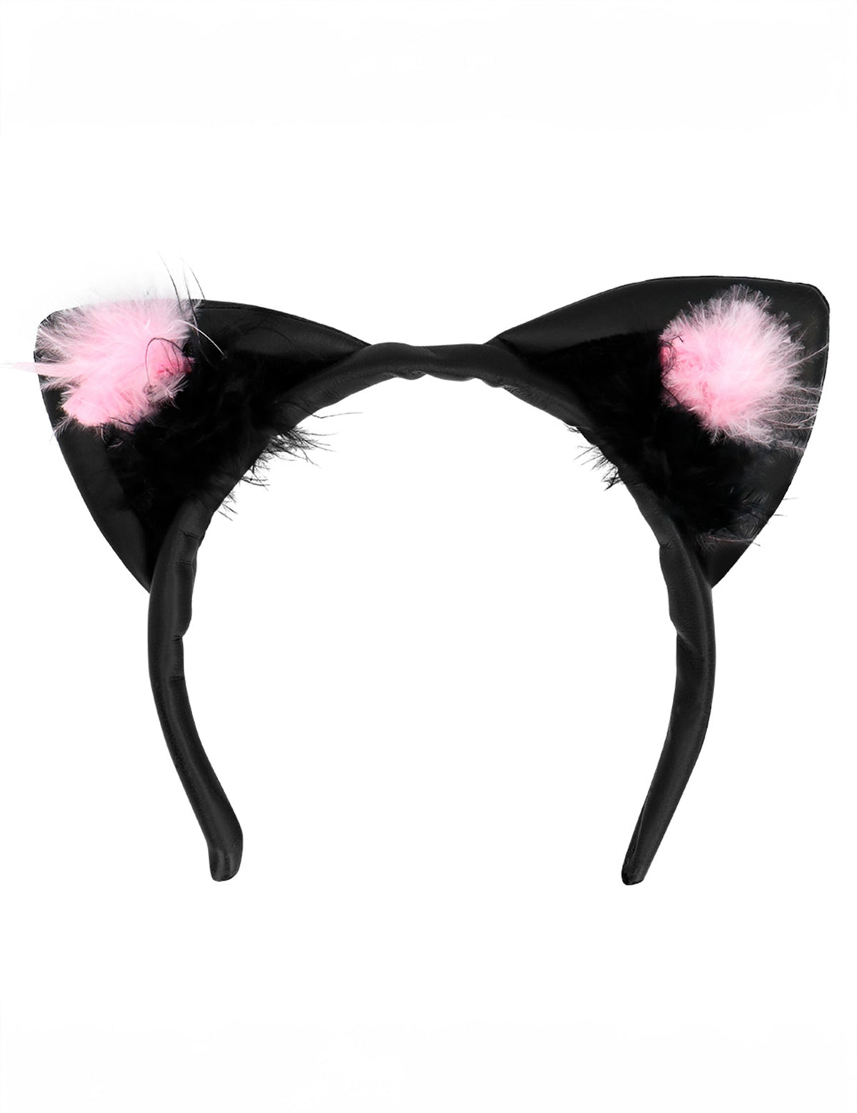 Vue de face des oreilles de chat pour femme noires et roses