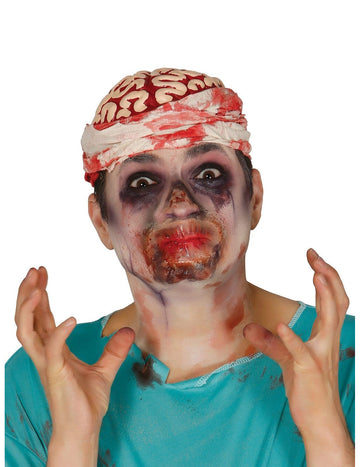 Fausse bouche en latex zombie pour adulte chair et ensanglantée