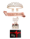 Pack d'accessoires anniversaire 20 ans pour femme rose gold avec diadème et écharpe