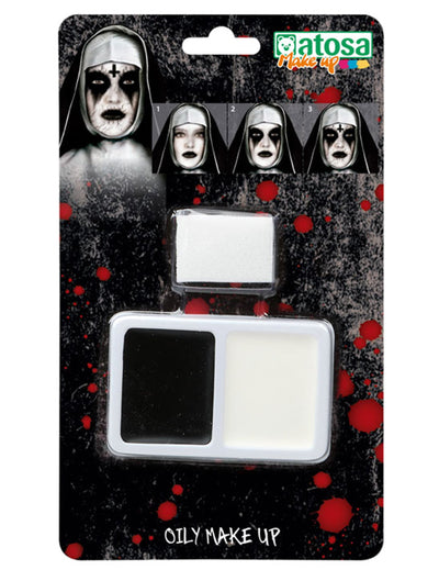 Palette de maquillage Halloween pour adulte noir et blanc