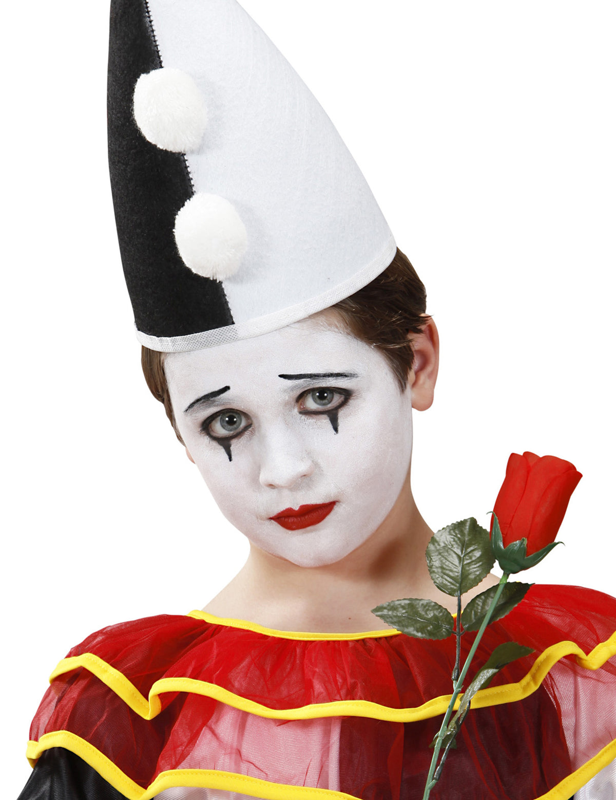 Maquillage de pierrot de la palette maquillage noir et blanc