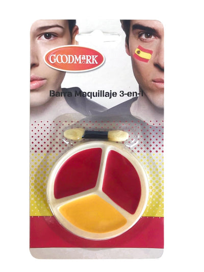Palette maquillage supporter Espagne pour adulte rouge et jaune avec applicateur