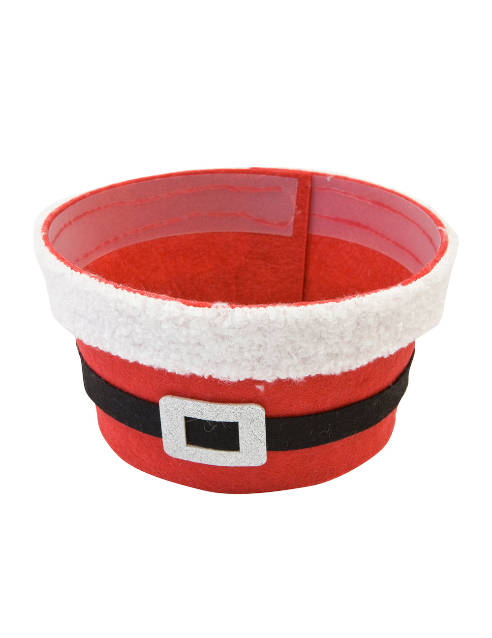 Panier de Noël en feutrine Père Noël rouge avec bordure blanche et ceinture noire