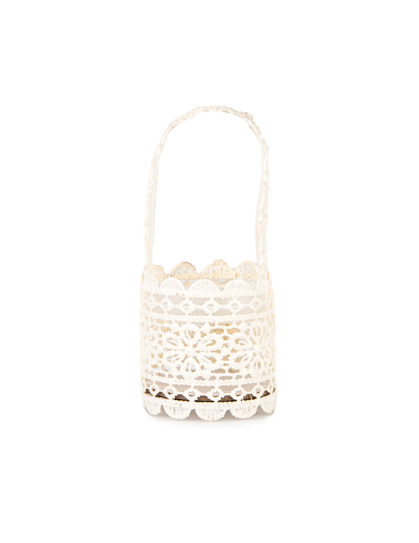 Slonokoščena čipkasta košarica 11 x 5 cm z ročajem