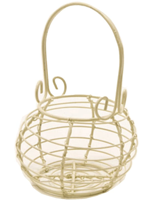Panier jardinier métal pour décoration de fête ivoire