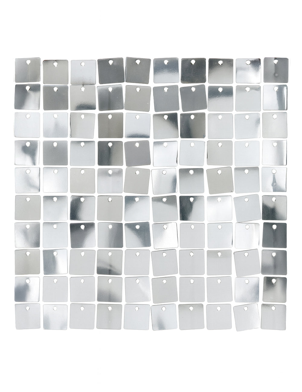 Détail des sequins carrés du panneau de fond argent brillant pour fête
