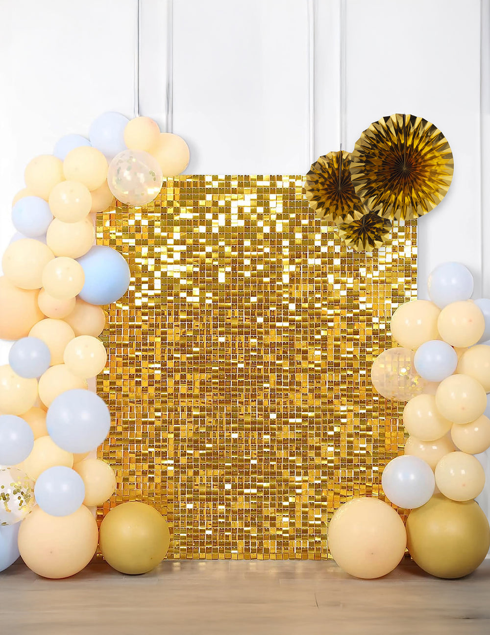 Panneau de fond or brillant pour décoration couleur or à sequins scintillants