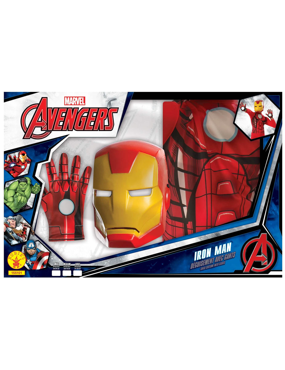 Pogled na embalažo klasičnega kompleta Iron Man za dečka