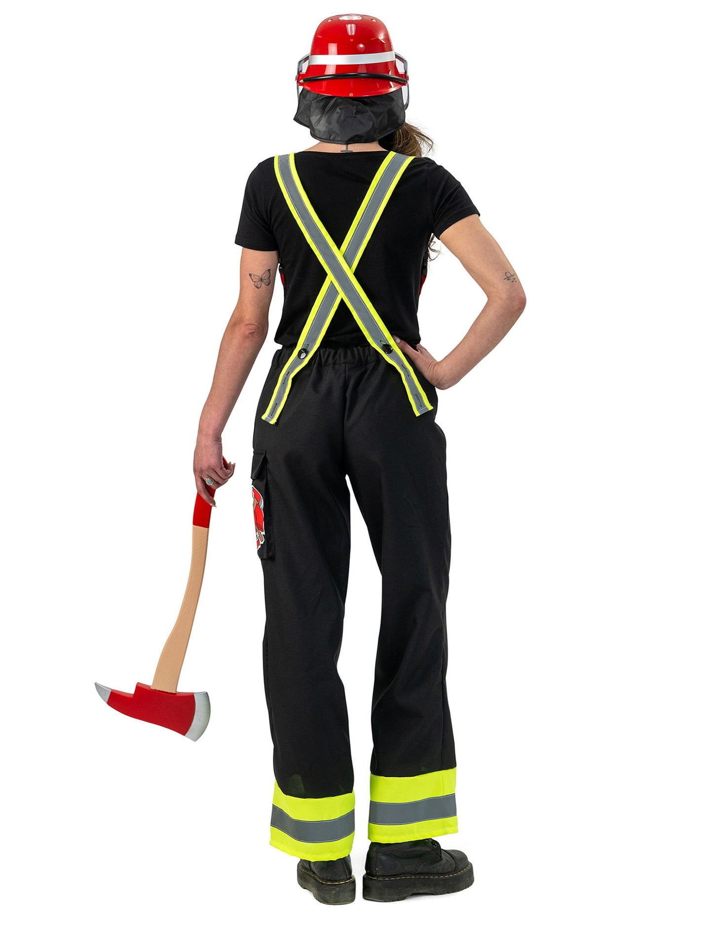 Ženske črne gasilske hlače z naramnicami