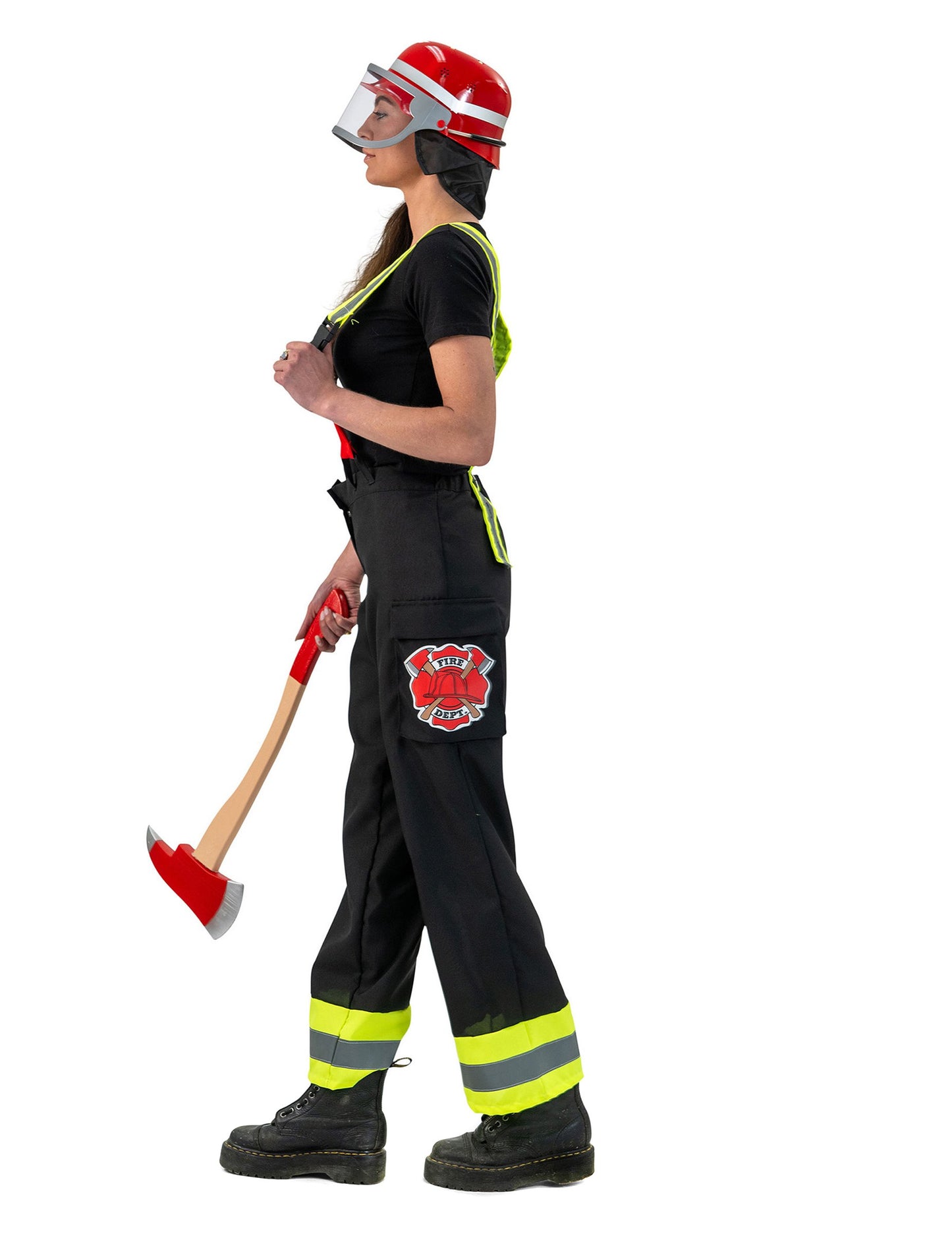 Ženske črne gasilske hlače z naramnicami