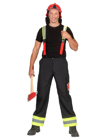 Moške črne gasilske hlače z naramnicami
