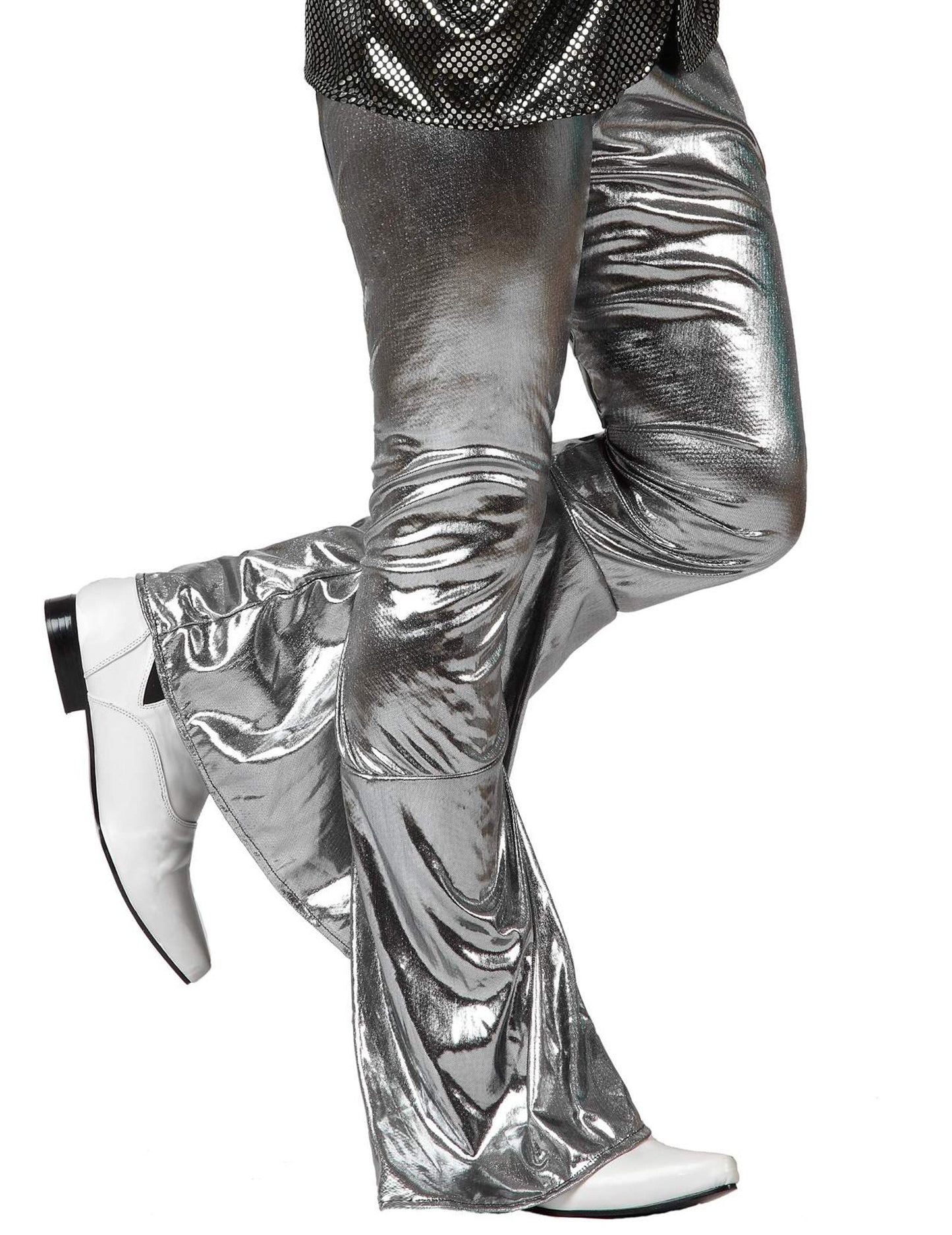 Pantalon disco holographique pour homme argent