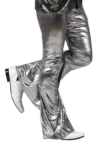 Moške srebrne holografske disko hlače