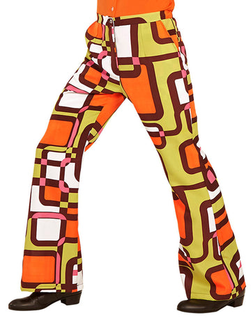 Geometrijske žlebove hlače 70 -ih moški