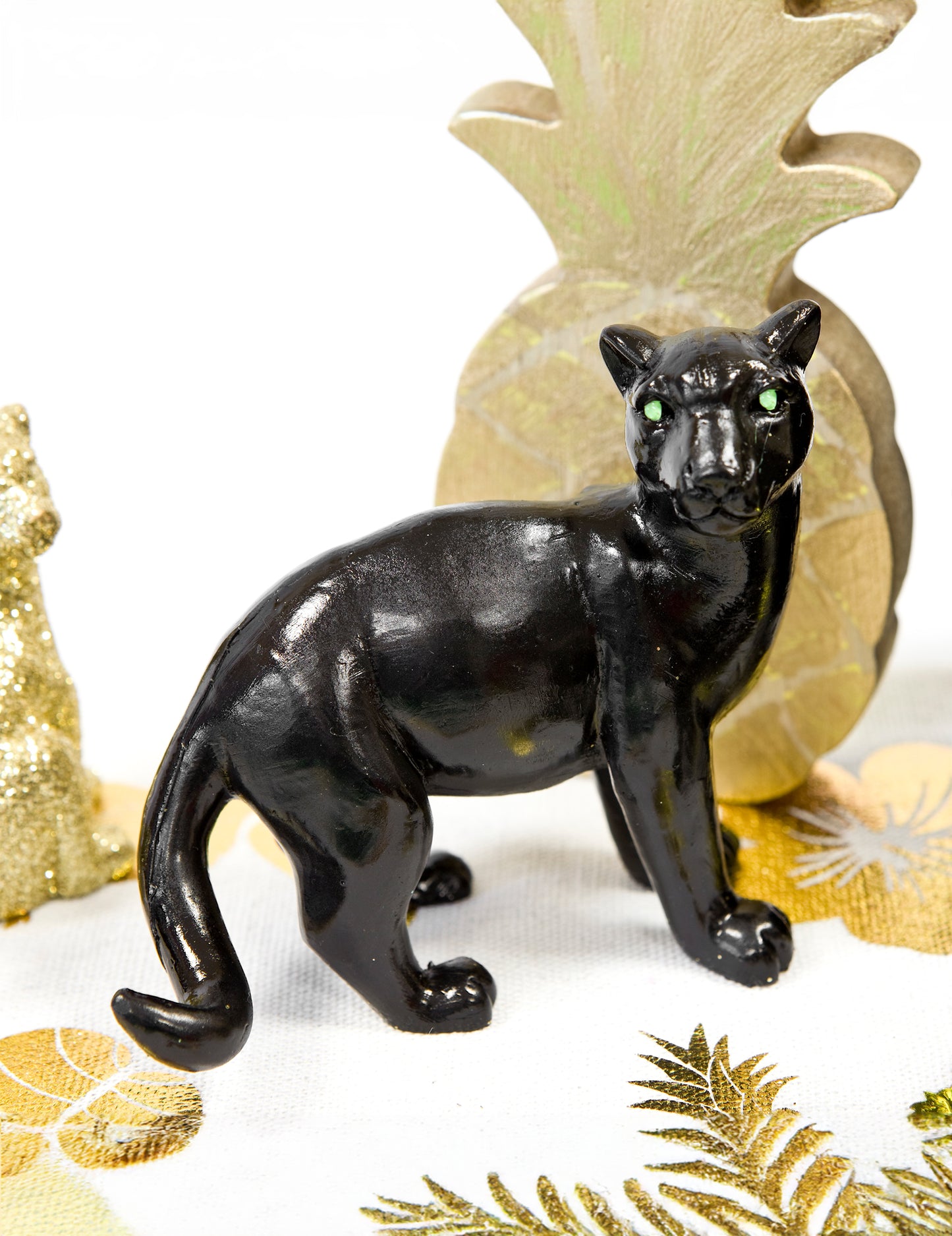Panthère en résine noire 10 cm déco thème jungle
