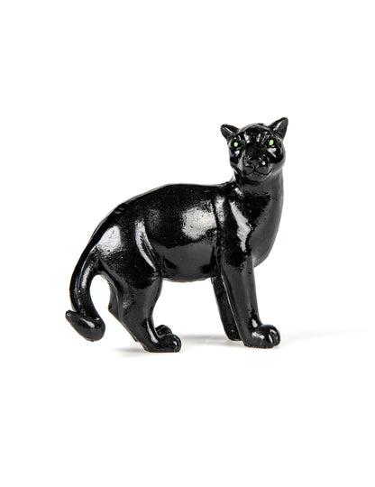 Panthère en résine noire 10 cm déco thème jungle