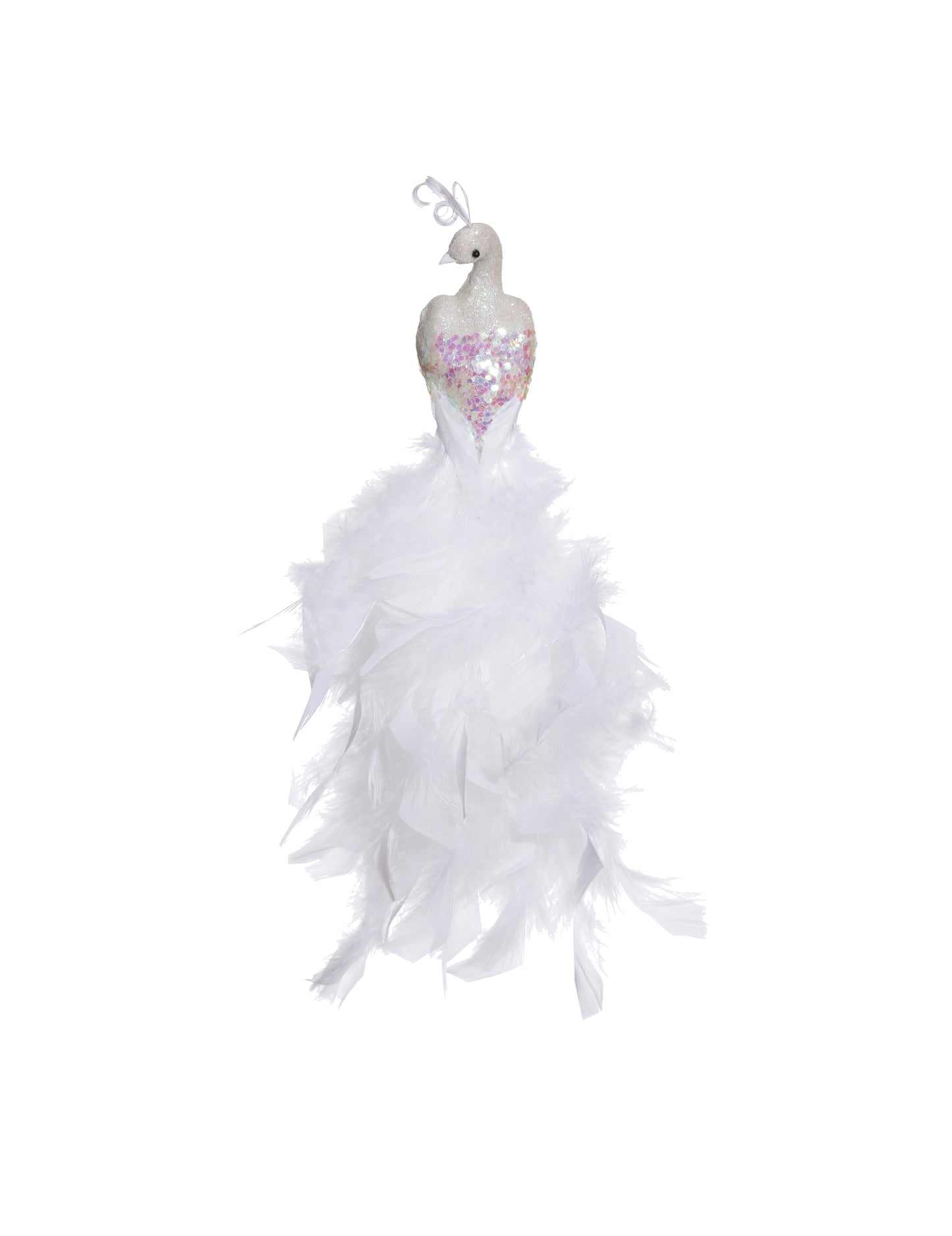 Pav na belih kleščah 34 cm perje