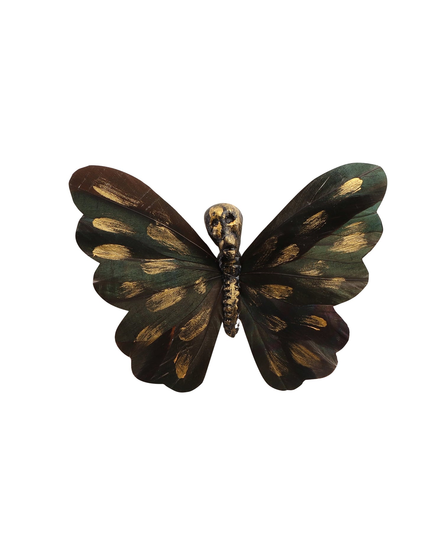 Papillon à pincer forêt tête de mort noir et doré
