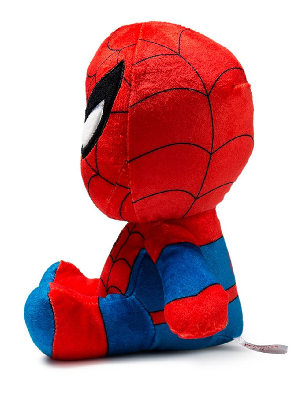 Vue de profil de la peluche Spider-man classique