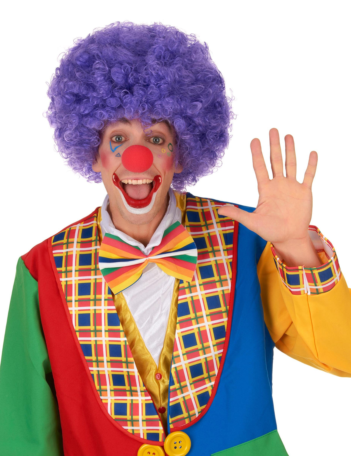 Vue de face de la perruque de clown pour adulte