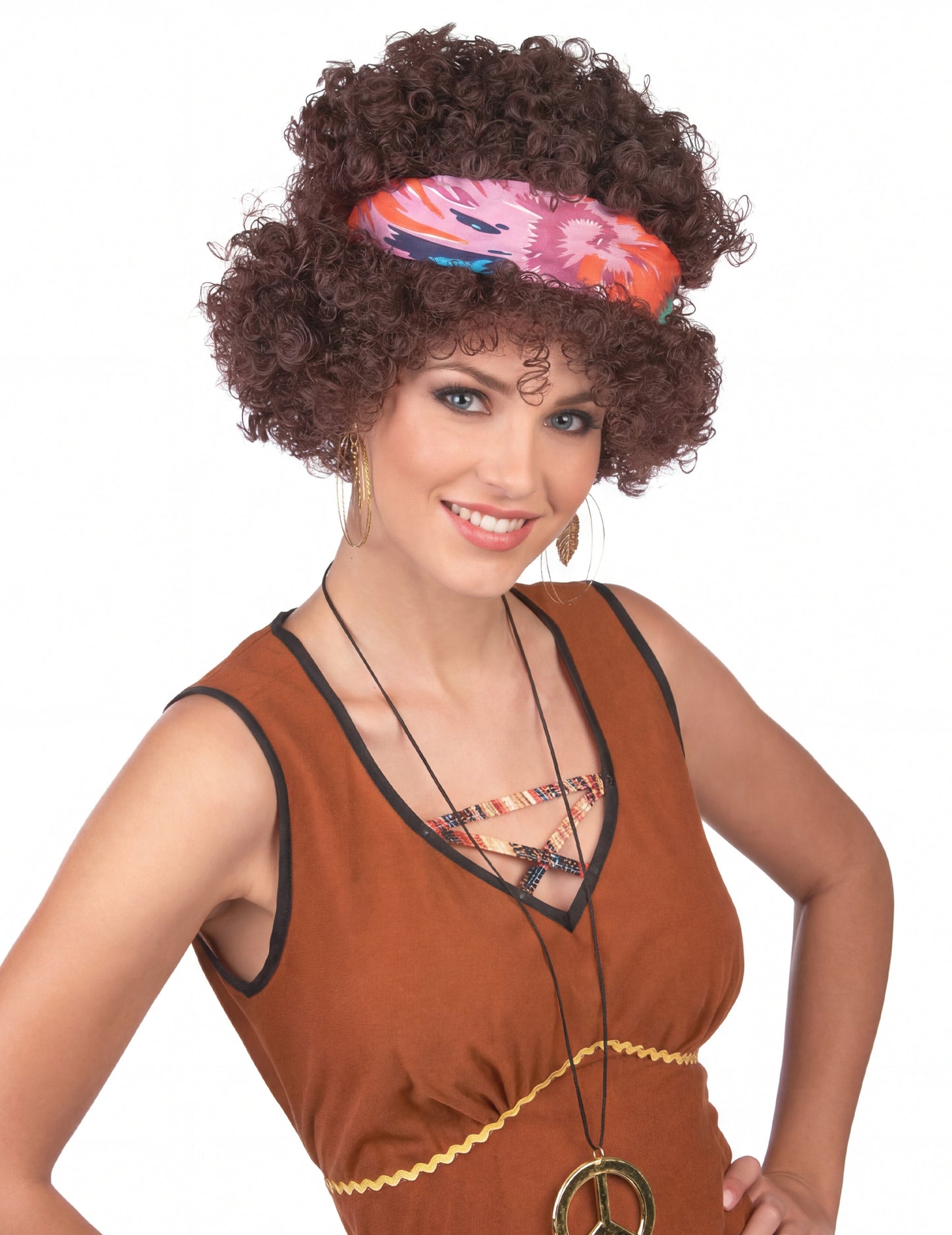Brunette Hippie Afro Hippie Wig - 130 g