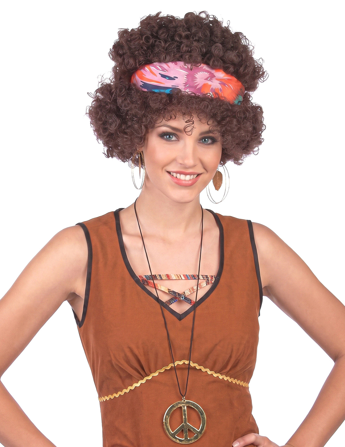 Brunette Hippie Afro Hippie Wig - 130 g