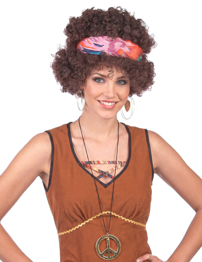 Brunette Hippie Afro Hippie Wig - 130 g