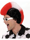 Perruque supporter Autriche pour homme noire avec crête rouge et blanche