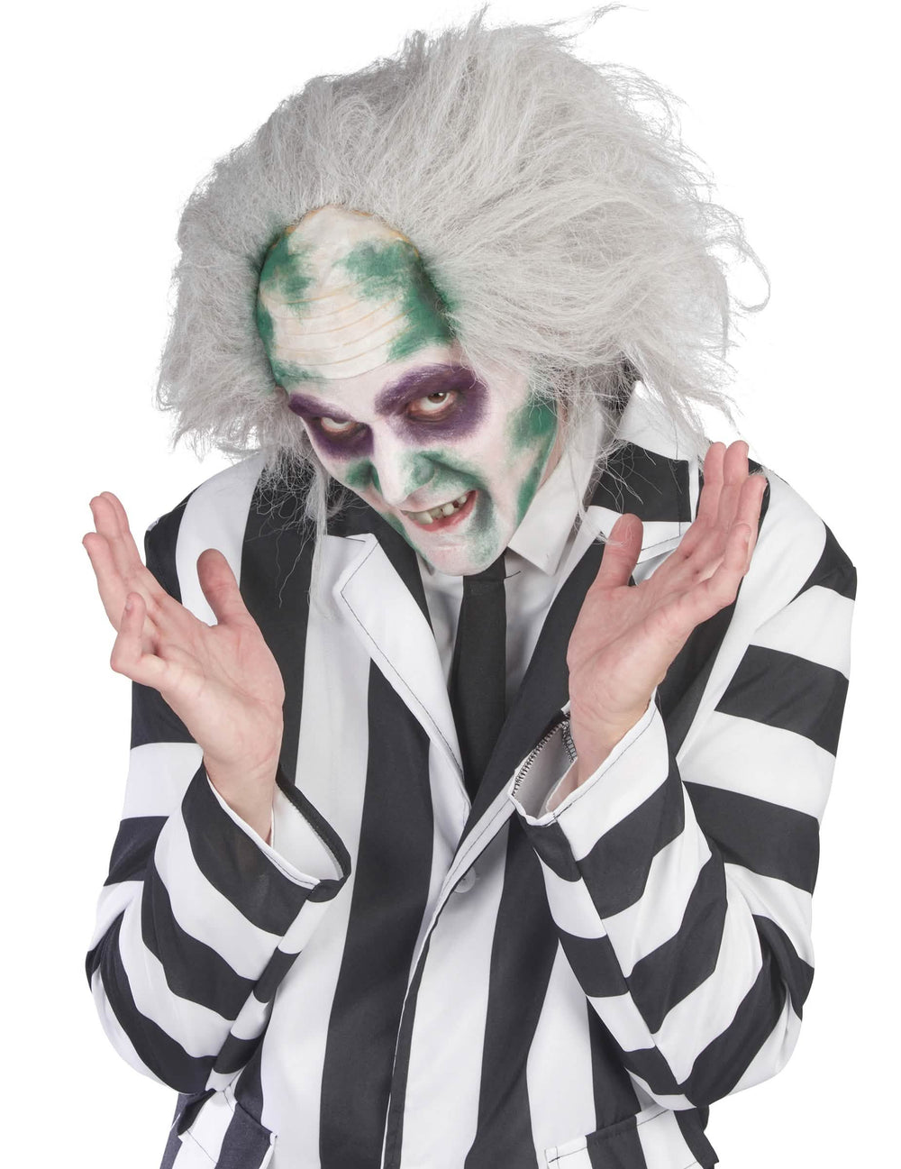 Razmršena bela in siva lasulja Beetlejuice™ za odrasli