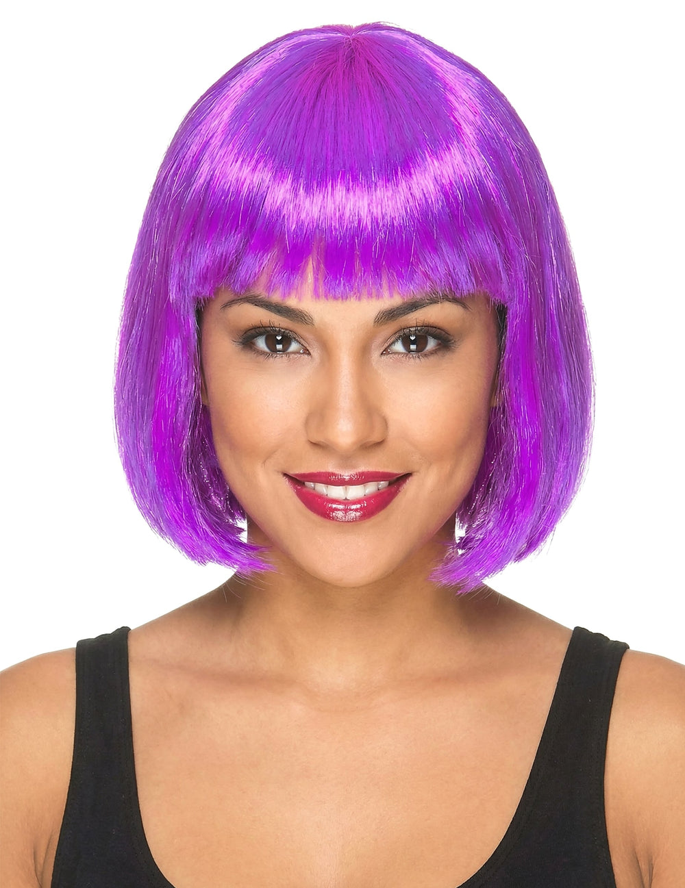 Perruque carré mi-long pour femme violette