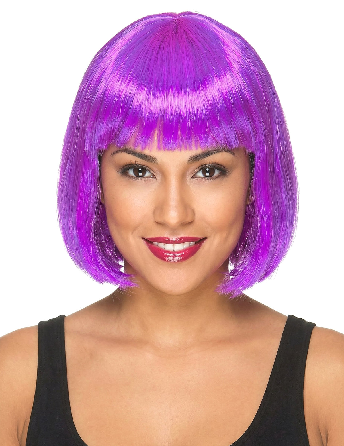 Perruque carré mi-long pour femme violette
