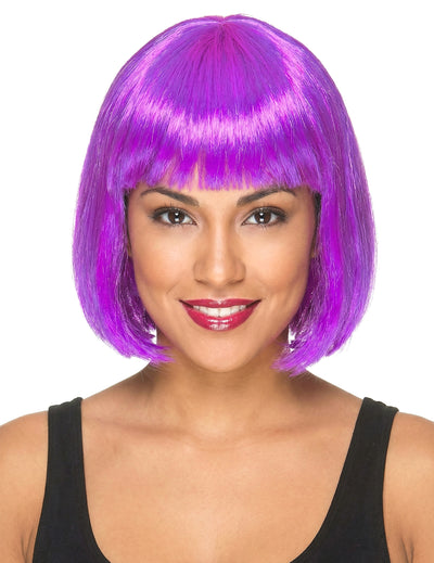 Perruque carré mi-long pour femme violette