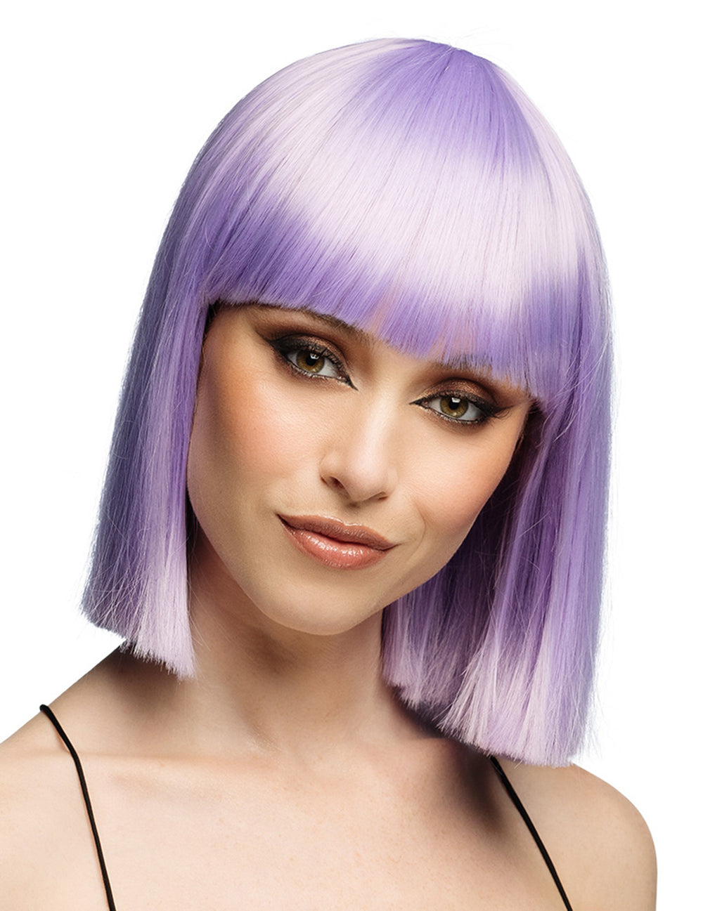 Perruque carrée luxe pour adulte lila pastel