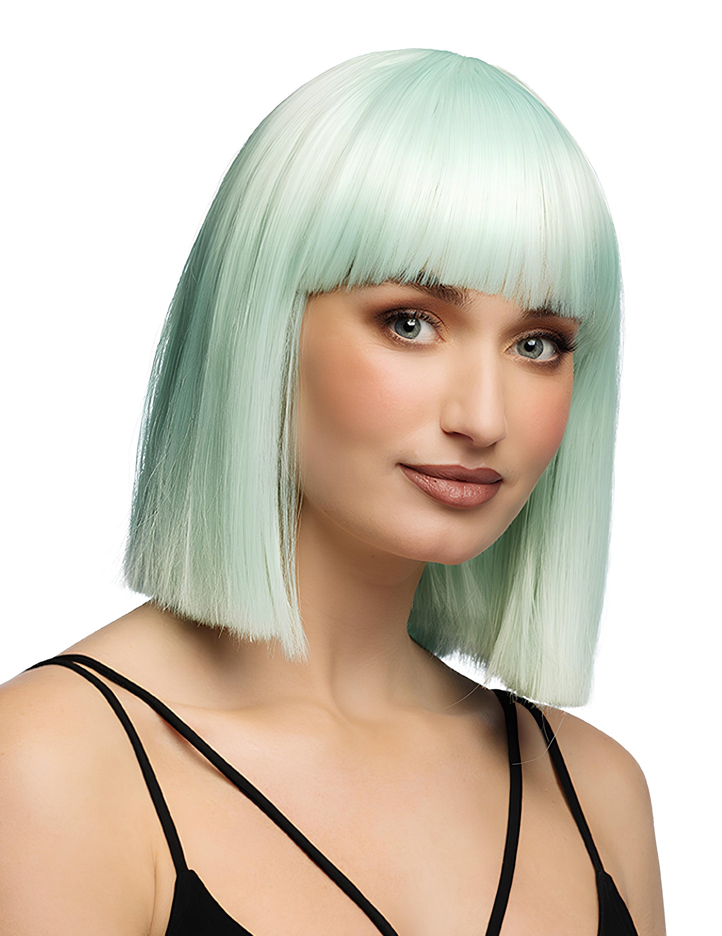 Perruque coiffable carrée menthe pastel luxe adulte