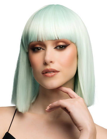 Luksuzna pastelno mentolova kratka lasulja za odrasle 