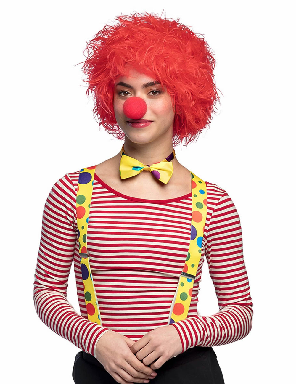 Pogled od spredaj na clown lasuljo za ženska