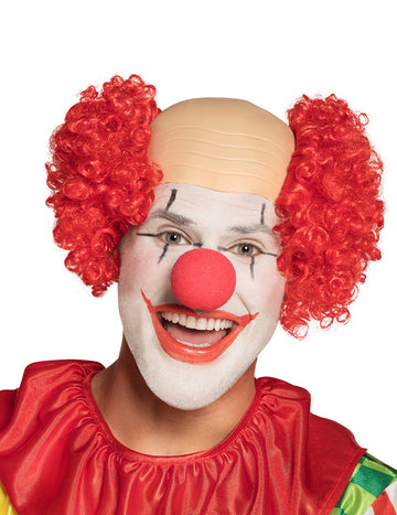 Perruque de clown crâne nu pour homme rouge