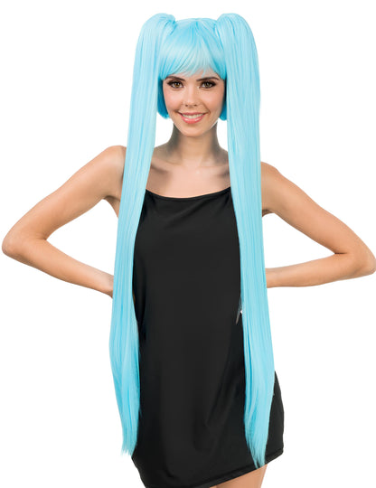 Luksuzna cosplay lasulja z dolgimi modrimi kitkami za odrasle 