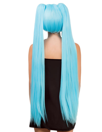 Luksuzna cosplay lasulja z dolgimi modrimi kitkami za odrasle 