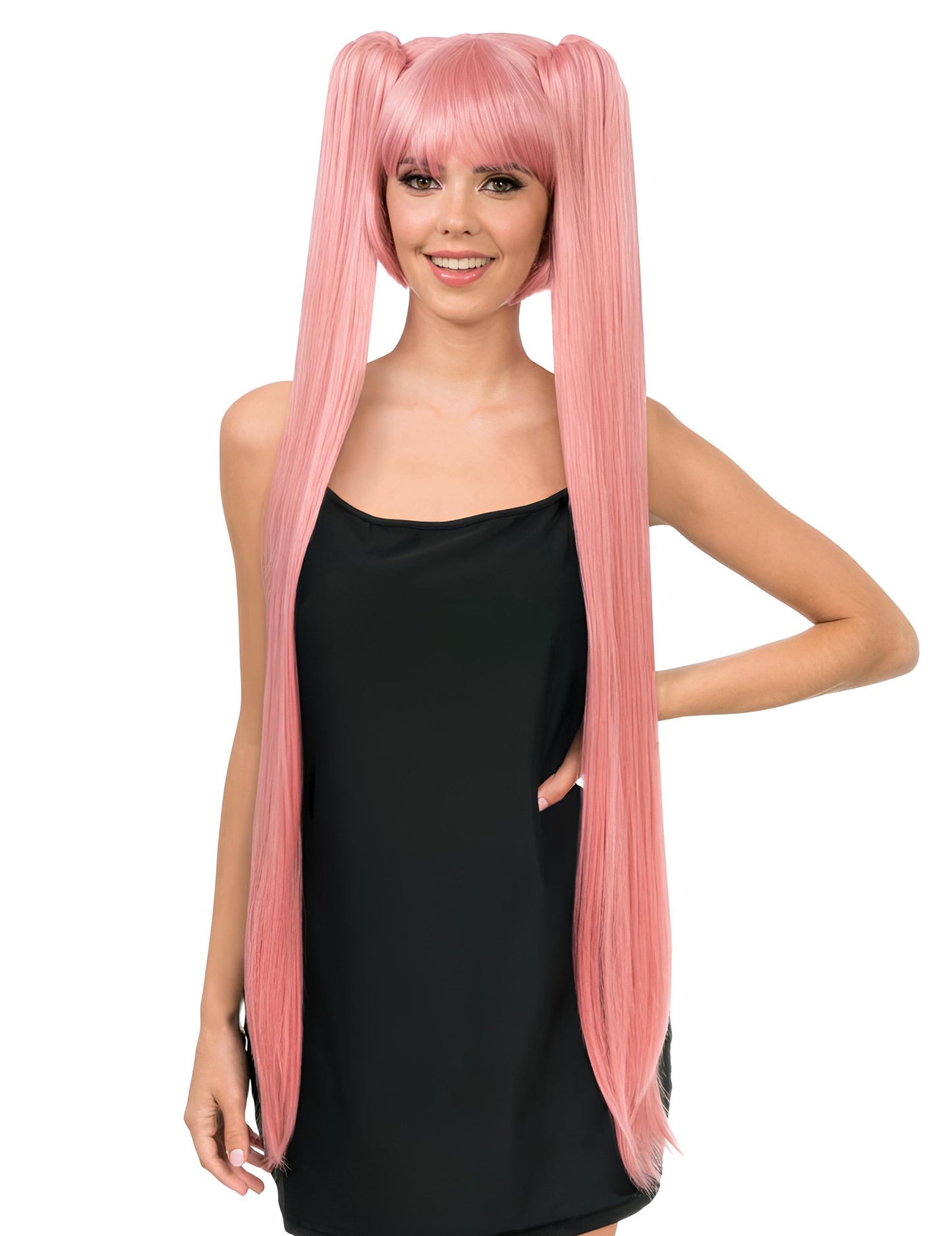 Luksuzna cosplay lasulja z dolgimi pastelnimi roza kitkami za odrasle 