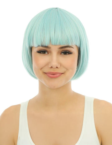 Perruque courte bleu pastel luxe adulte